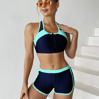 Damen Sportliches Bikini-Set mit hochfunktionalem Oberteil und Shorts WW