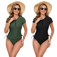 Damen Sport-Badeanzug-Set mit kurzem Oberteil und seitlichen Raffungen WW