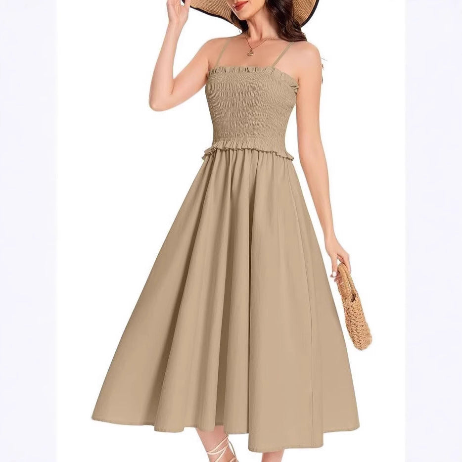 Damen elastisches Maxikleid mit Rüschendetails und geschmeidigem Material WW
