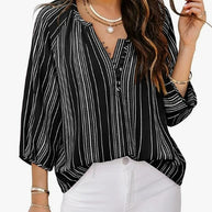 Damen elegante Tunika-Bluse mit raffinierten Streifen WW