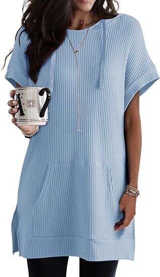 Damen lässiges Hoodie-Kleid mit praktischer Kängurutasche und Relaxed-Fit WW