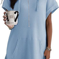 Damen lässiges Hoodie-Kleid mit praktischer Kängurutasche und Relaxed-Fit WW