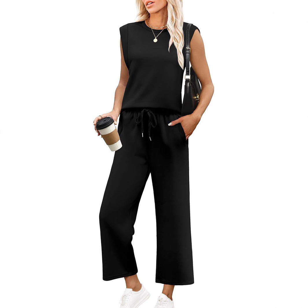 Damen Relaxed Fit Jumpsuit mit verkürzten Ärmeln und bequemem Bund WW