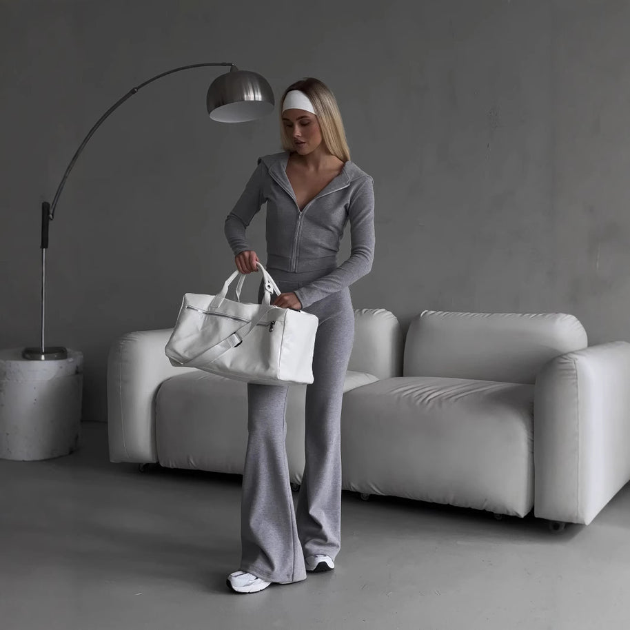 Damen Sportlicher Loungewear-Anzug mit hohem Kragen WW