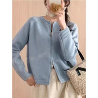 Damen Strickjacke mit einem modernen Reißverschluss und gerippten Abschlüssen WW