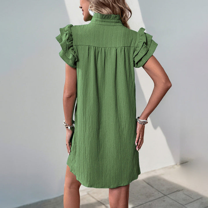 Damen Freizeitkleid mit Rüschenärmeln und lockerer Passform W&W Mode