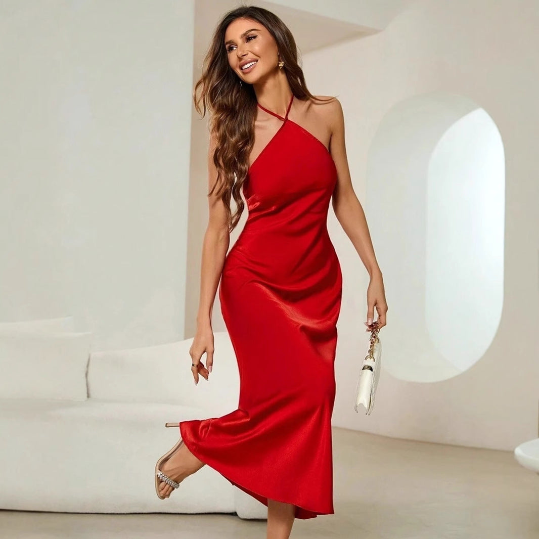 WW | Satin Slip Sexy Abend Lang Kleid