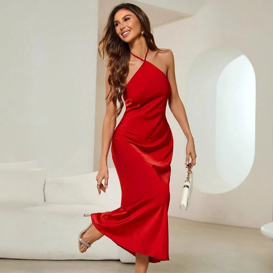 WW | Satin Slip Sexy Abend Lang Kleid
