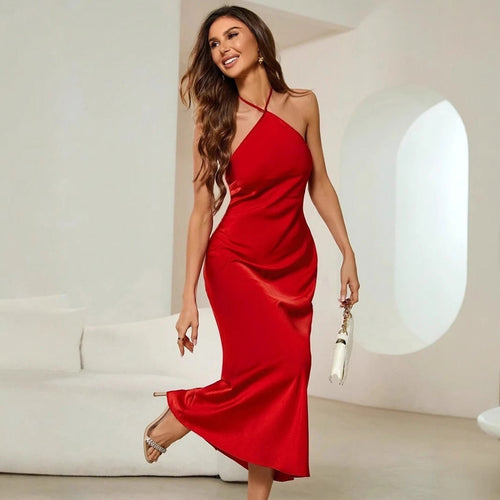 WW | Satin Slip Sexy Abend Lang Kleid