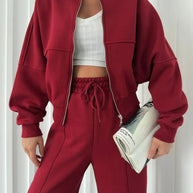 Damen Sportliche Oversize Trainingsjacke und Hose Set WW