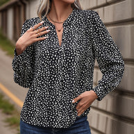 Damen Bluse mit modernen Punkte-Design und eleganten Rüschen WW