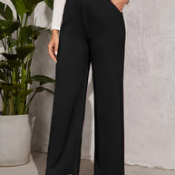 Damen weite Hochbundhose mit eleganter Knopfdetaillierung WW
