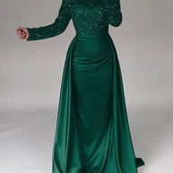 Damen Glamouröses Abendkleid mit funkelnden Perlen und fließendem Rock WW