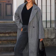 Damen Schicke Übergröße Wollmantel WW