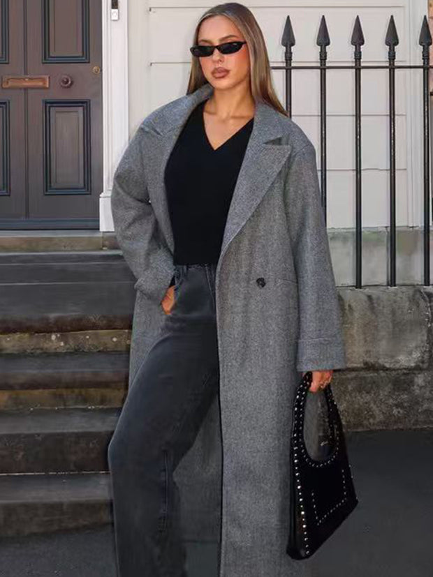 Damen Schicke Übergröße Wollmantel WW