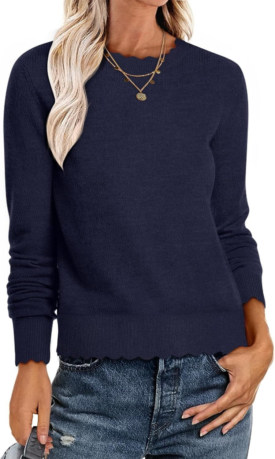Damen Sweater mit Wellenkante W&W Mode