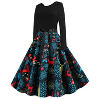 Damen Rock mit buntem Weihnachtliche Muster und eleganter Taillenbindung WW