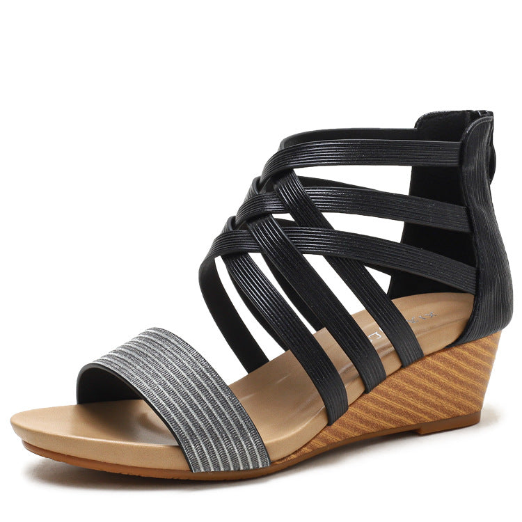 Damen Wedge-Sandalen mit elegantem geflochtenem Riemendesign und bequemer Laufsohle WW