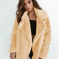 Damen elegante Fake-Fur Jacke mit weichem Kragen und lässigem Schnitt WW