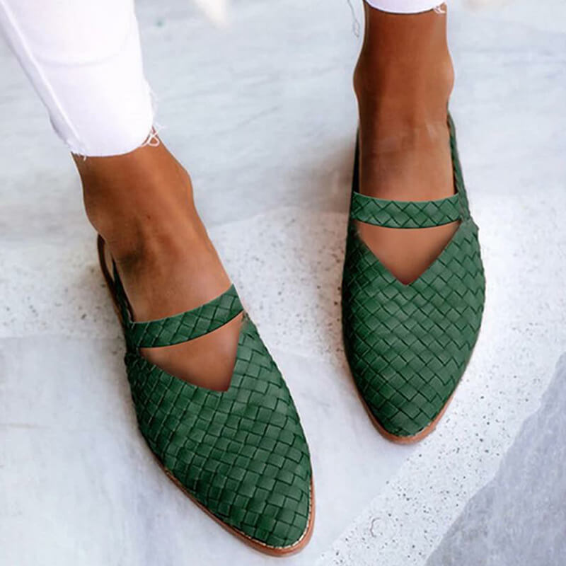 WW | Woven-Style Spitze Slingback Flats für Damen
