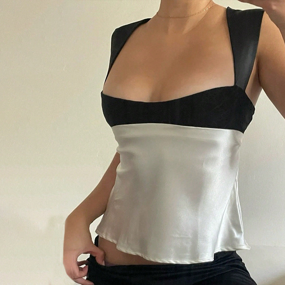 Damen Satin Top mit schmalen Trägern W&W
