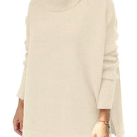Damen Großer Rollkragenpullover mit strukturiertem Strickmuster und lässigem Schnitt WW