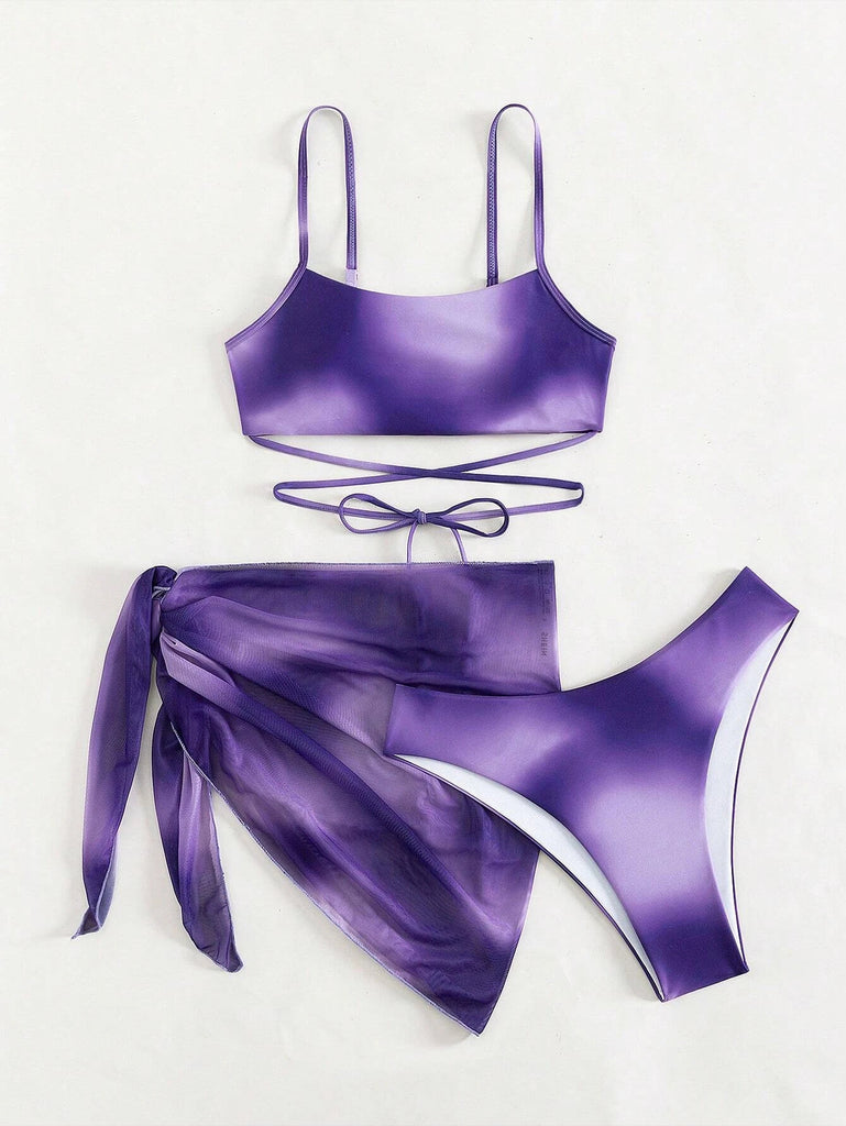 Damen Bikini-Set mit verstellbaren Trägern und seitlichem Wickelrock WW