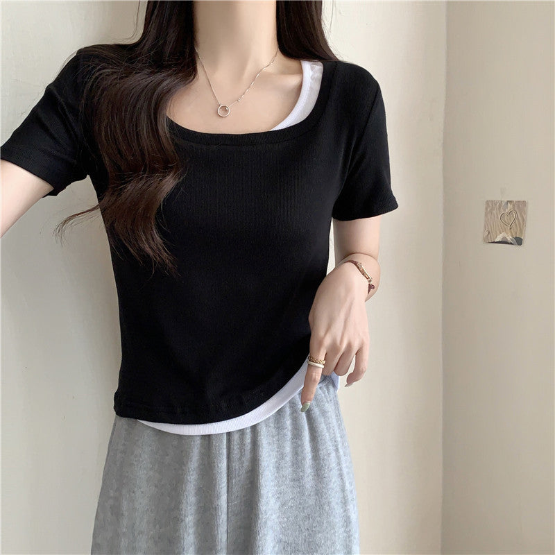 Damen Geschichtete Rippen T-Shirt WW