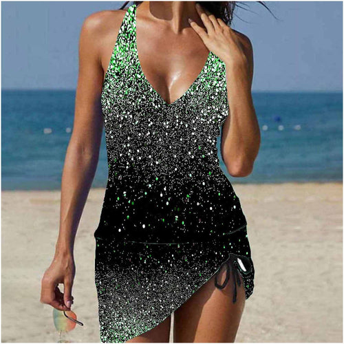 Damen Tankini mit verstellbarem Bund und funkelndem Glitzerdetail WW