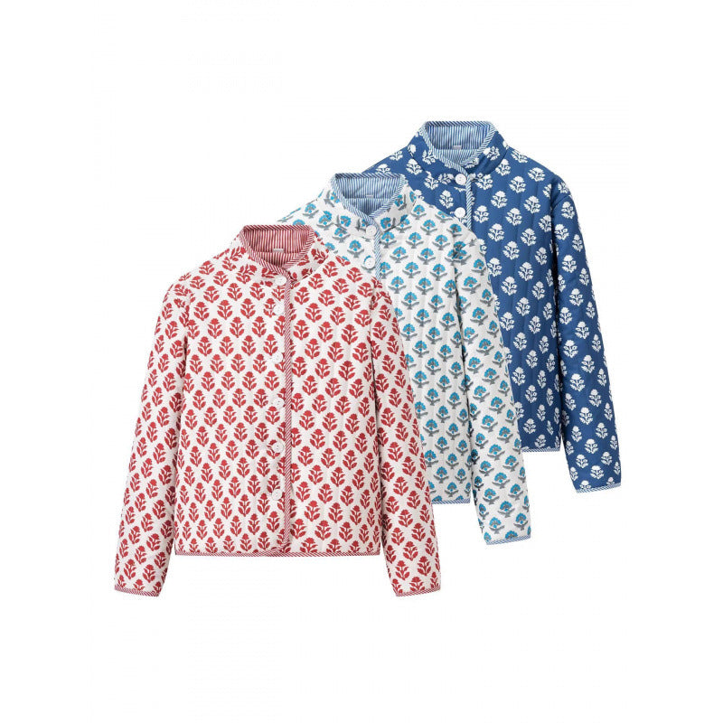 Damen Steppjacke mit floralem Muster und bequemem Schnitt WW