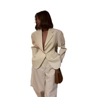 Damen bequeme Oversized Anzugjacke mit großen Taschen WW