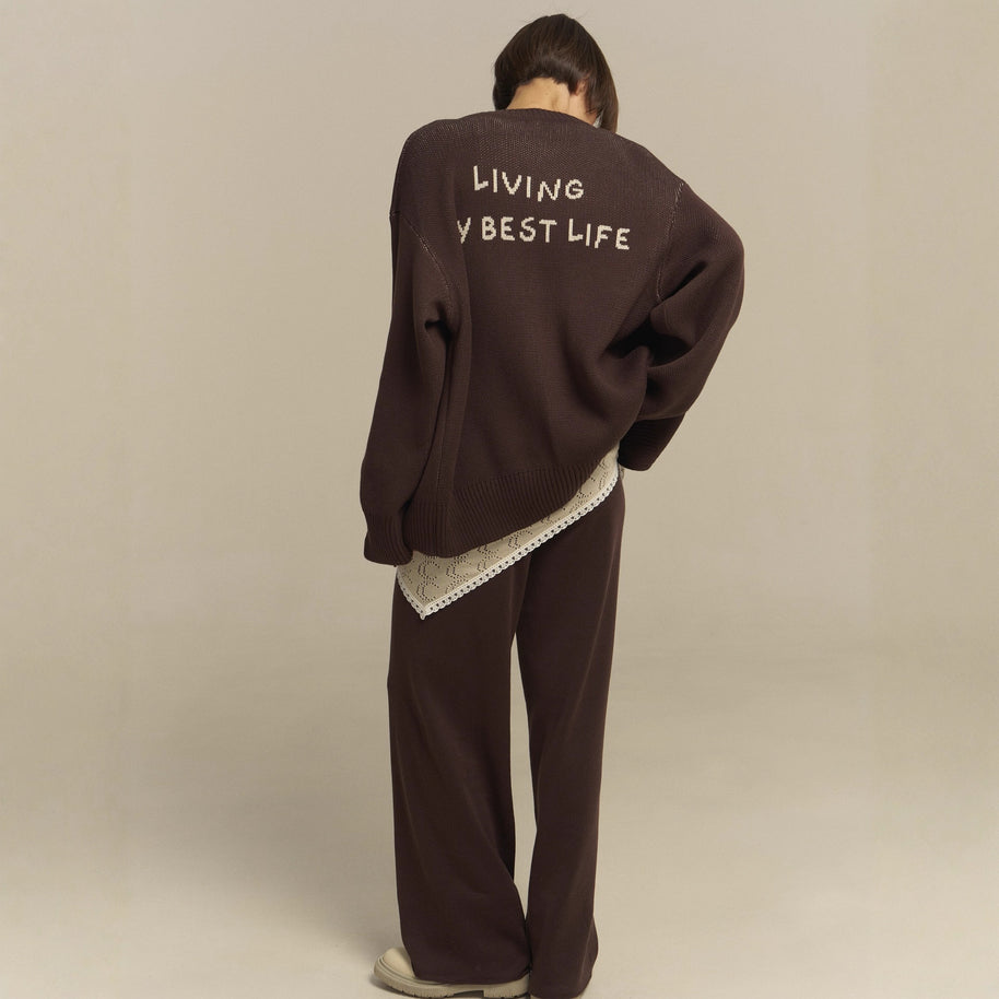 Damen bequemer Oversized-Pullover und lässige Palazzohose Set WW