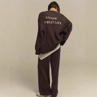 Damen bequemer Oversized-Pullover und lässige Palazzohose Set WW