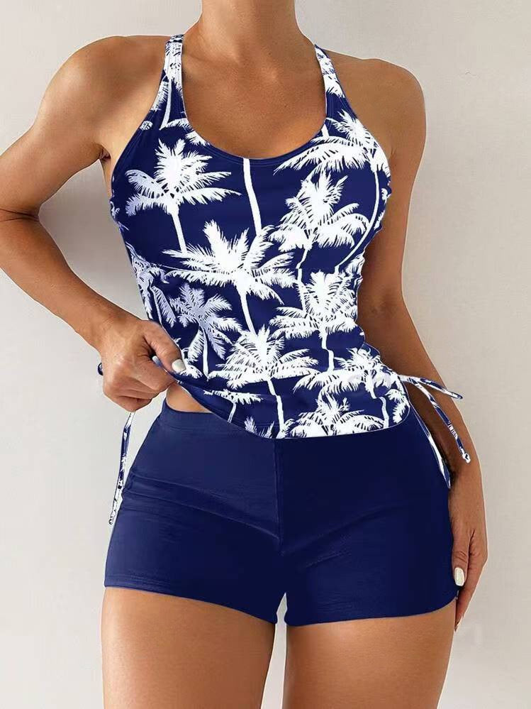 Damen Sport Tankini-Set mit floralem Design und kurzen Hosen WW