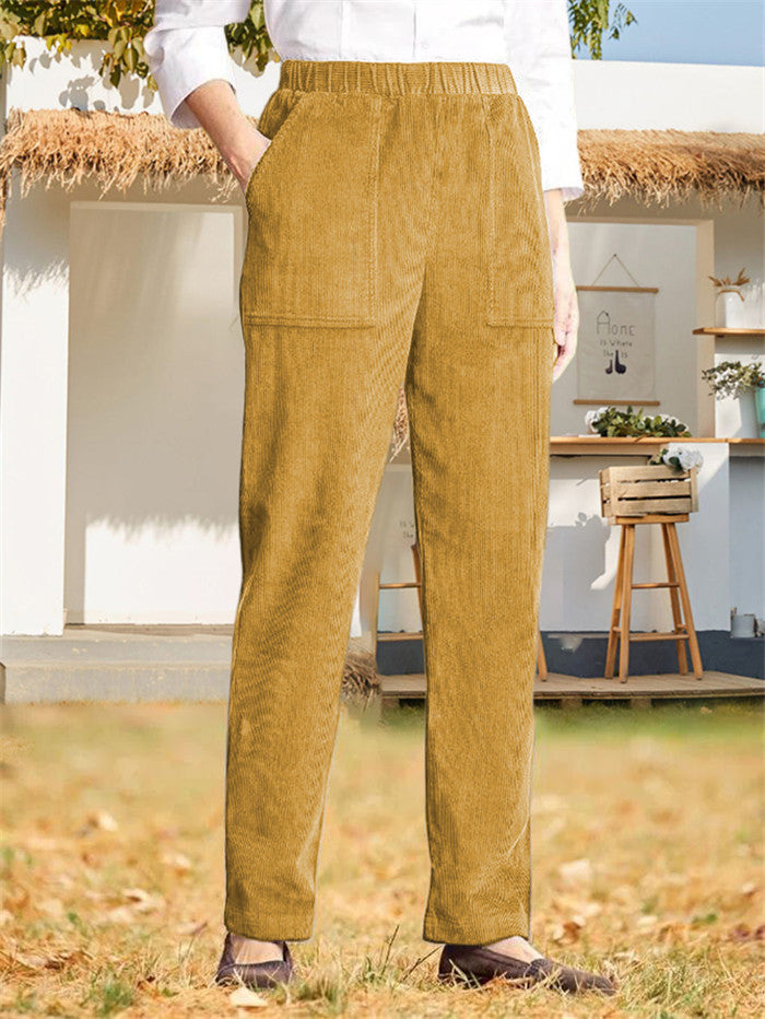 Damen lässige Cargo-Hose mit elastischem Bund und praktischen Taschen WW
