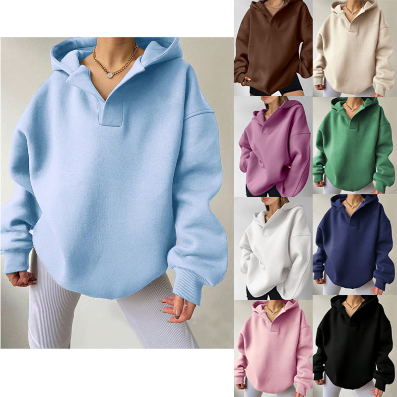 Damen Oversized Hoodie mit modernem Kragen und lässiger Passform WW