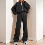 Damen lässiger Zweiteiler mit oversized Hoodie und eleganter Hose WW
