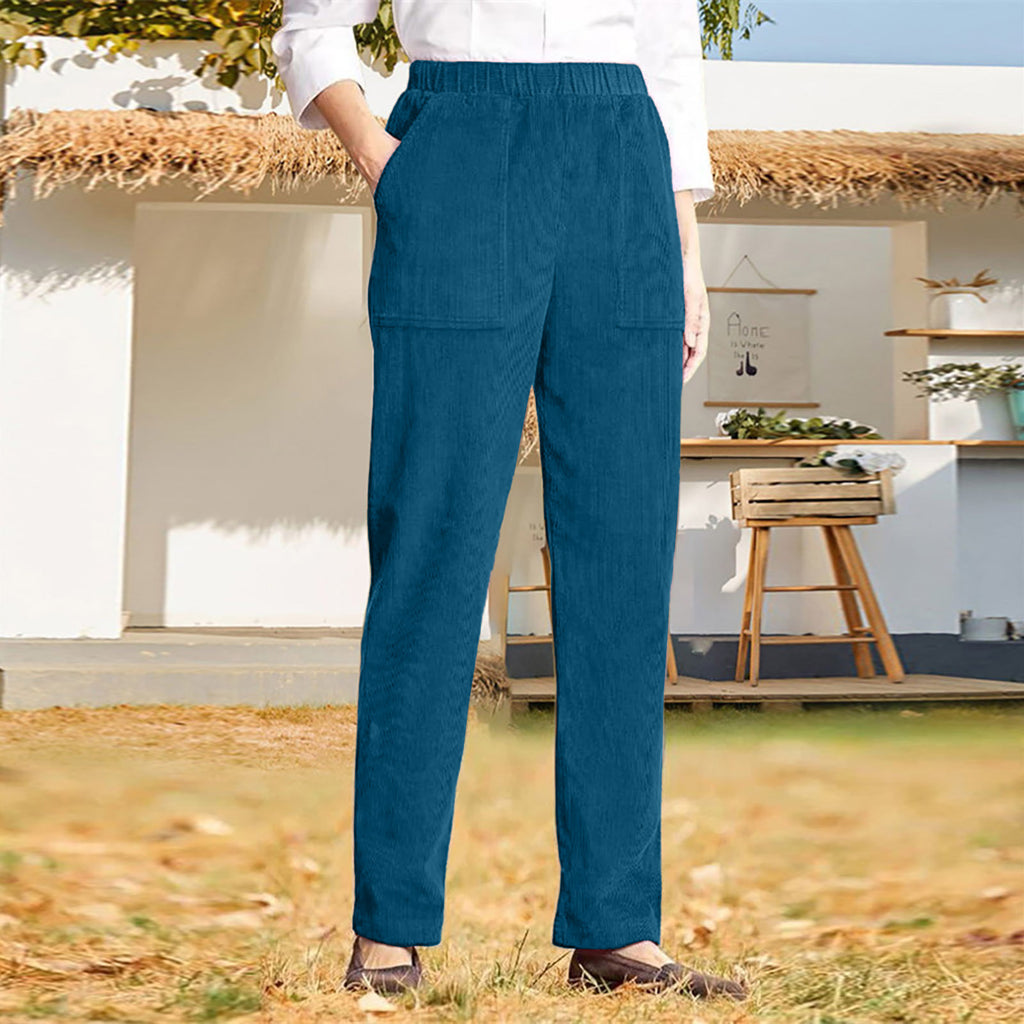 Damen lässige Cargo-Hose mit elastischem Bund und praktischen Taschen WW