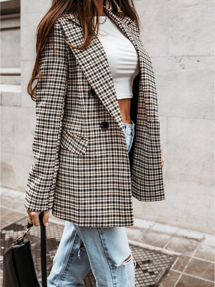 Damen karierter Blazer für Büro und besondere Anlässe