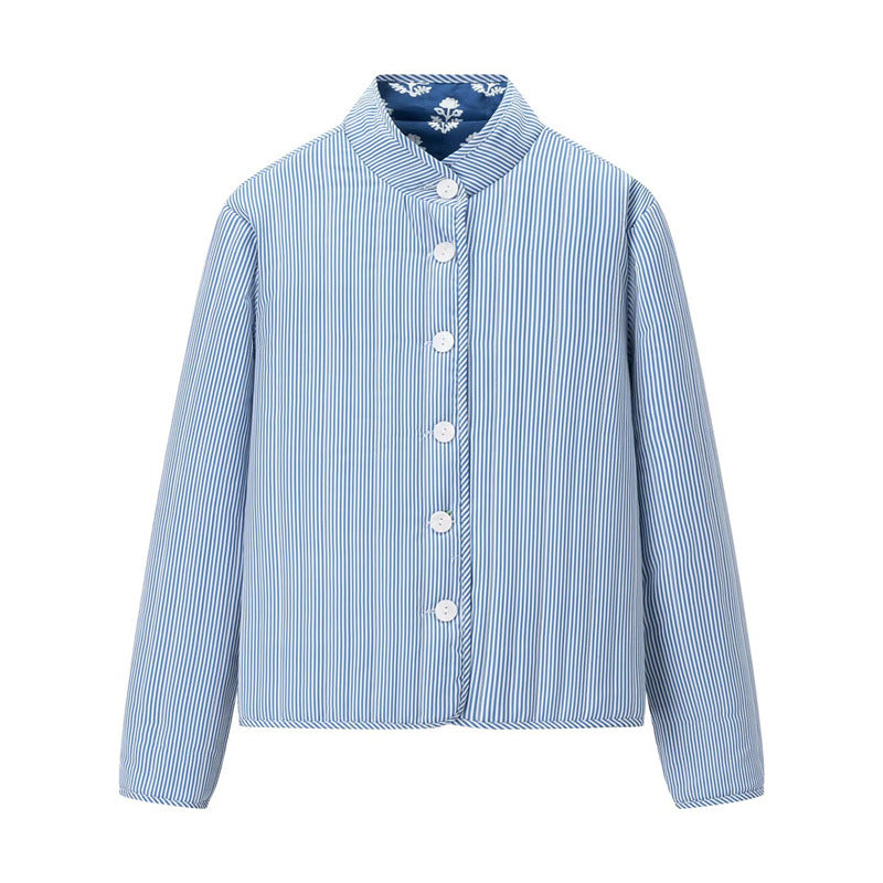 Damen Steppjacke mit floralen Mustern und elegantem Kragen WW