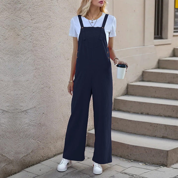 Damen Latzhose im relaxierten Palazzo-Stil mit praktischen Taschen und verstellbaren Trägern W&W Mode