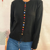 Damen stilvolle Strickjacke mit bunten Knöpfen WW