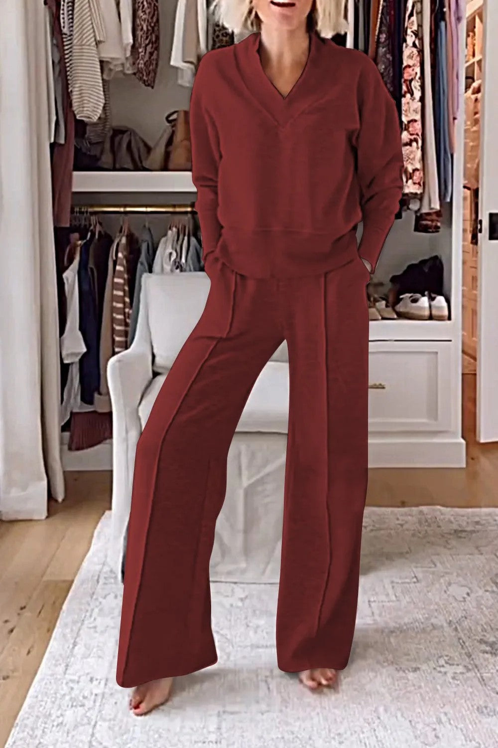 W&W Mode | Lockeres Oberteil und Hose mit weitem Bein Set