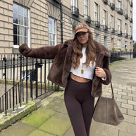 Damen stilvolle Kunstfelljacke mit modischem Revers WW