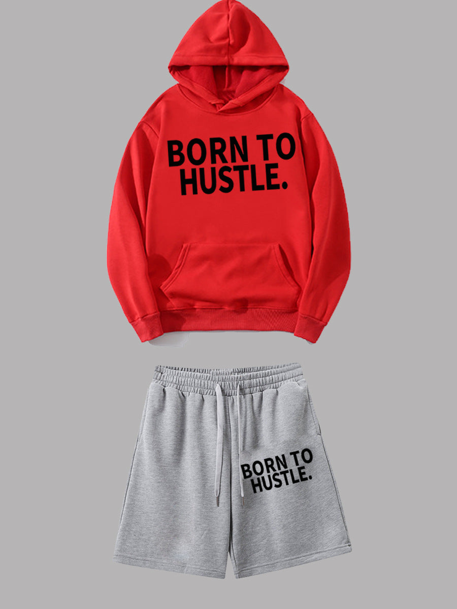 Damen Sportliches Hoodie und Shorts Set mit motivierendem Schriftzug WW