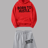 Damen Sportliches Hoodie und Shorts Set mit motivierendem Schriftzug WW