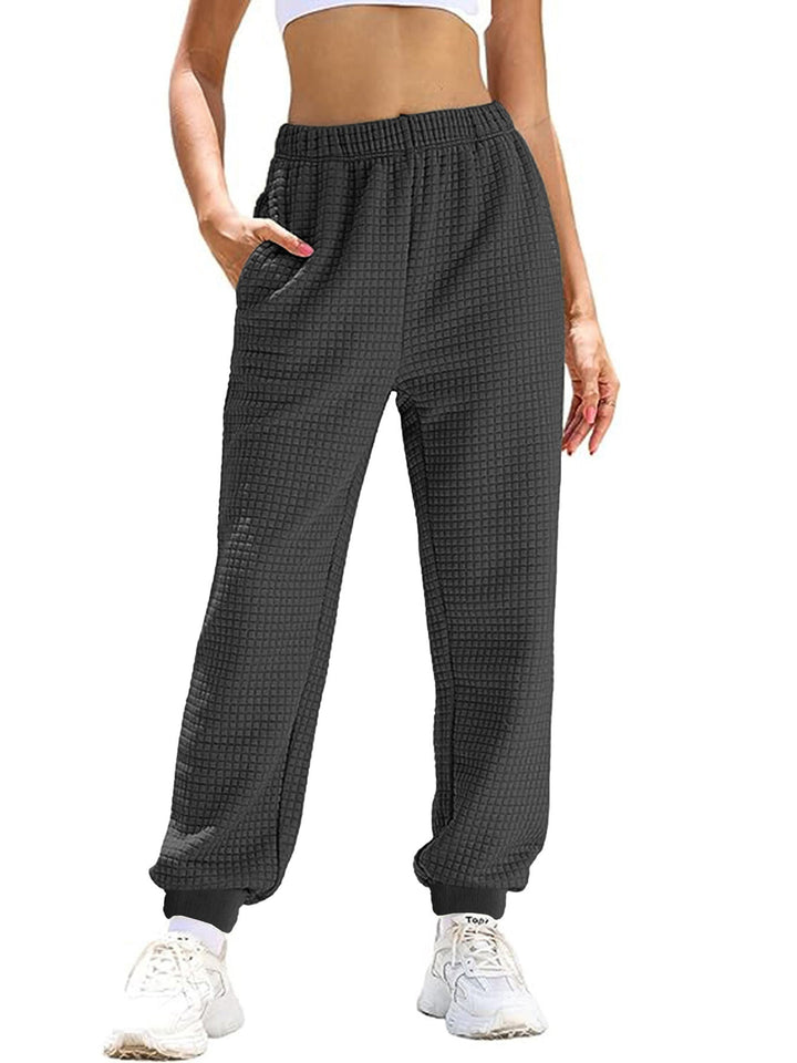 Damen lockere Waffelstruktur Jogginghose W&W Mode