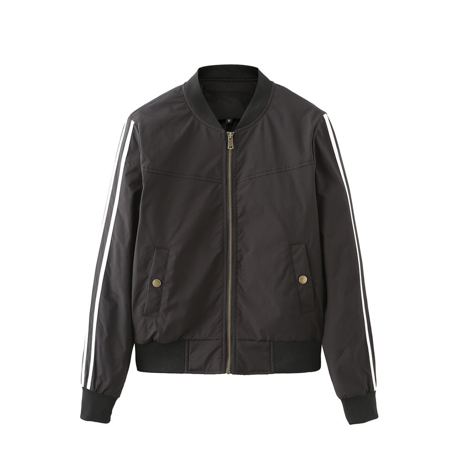 Damen sportliche Bomberjacke mit modischen Seiteneinsätzen und elastischen Bündchen WW