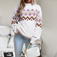 Damen Strickpullover mit geometrischem Muster WW
