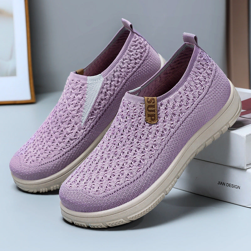 Damen Leichte und atmungsaktive Slip-On Freizeitschuhe mit elastischem Obermaterial WW